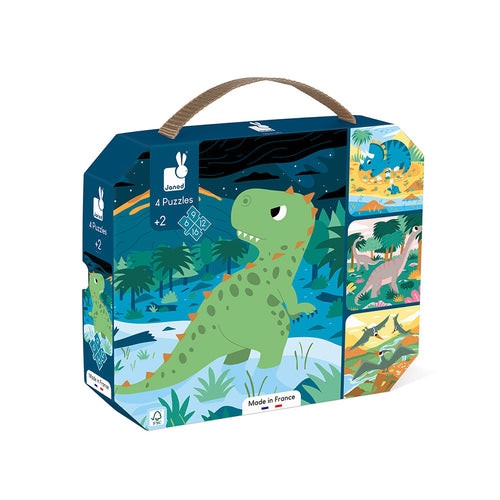 Janod Puzzel - 4 Puzzels Dinosaurus (6-9-12-16 stukken)